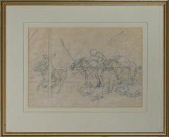 Disegno a matita della partita di polo di Kenneth Stevens MacIntire (1891-1979)