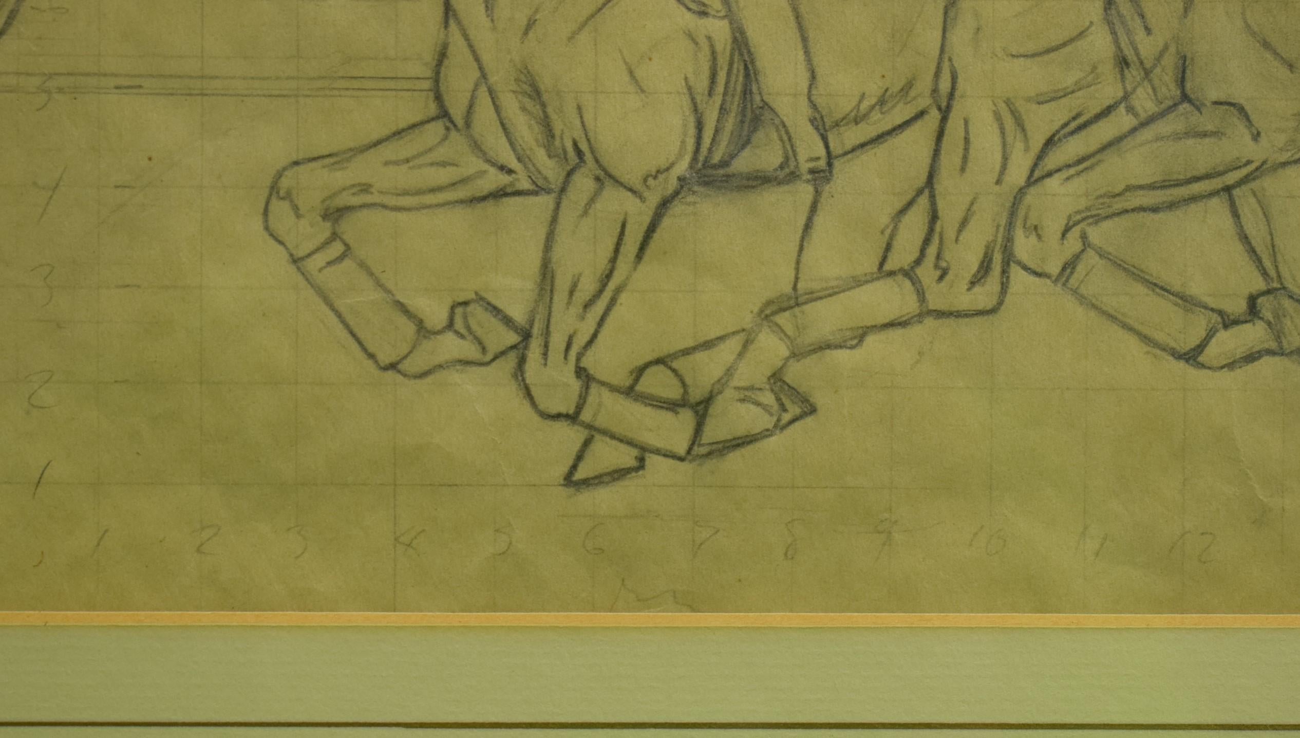 Polo Match Pencil Drawing by Kenneth Stevens MacIntire (1891-1979) For Sale 1