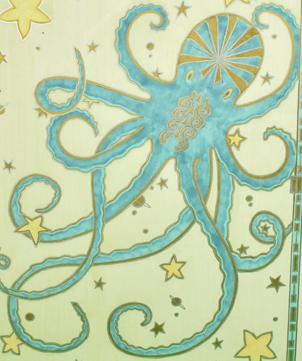 Octopus & Shells - Beige Figurative Art by Unknown