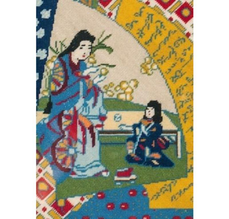 Colourful hand-needlepoint c1960s panel depicting an oriental garden scene

Art Sz: 15