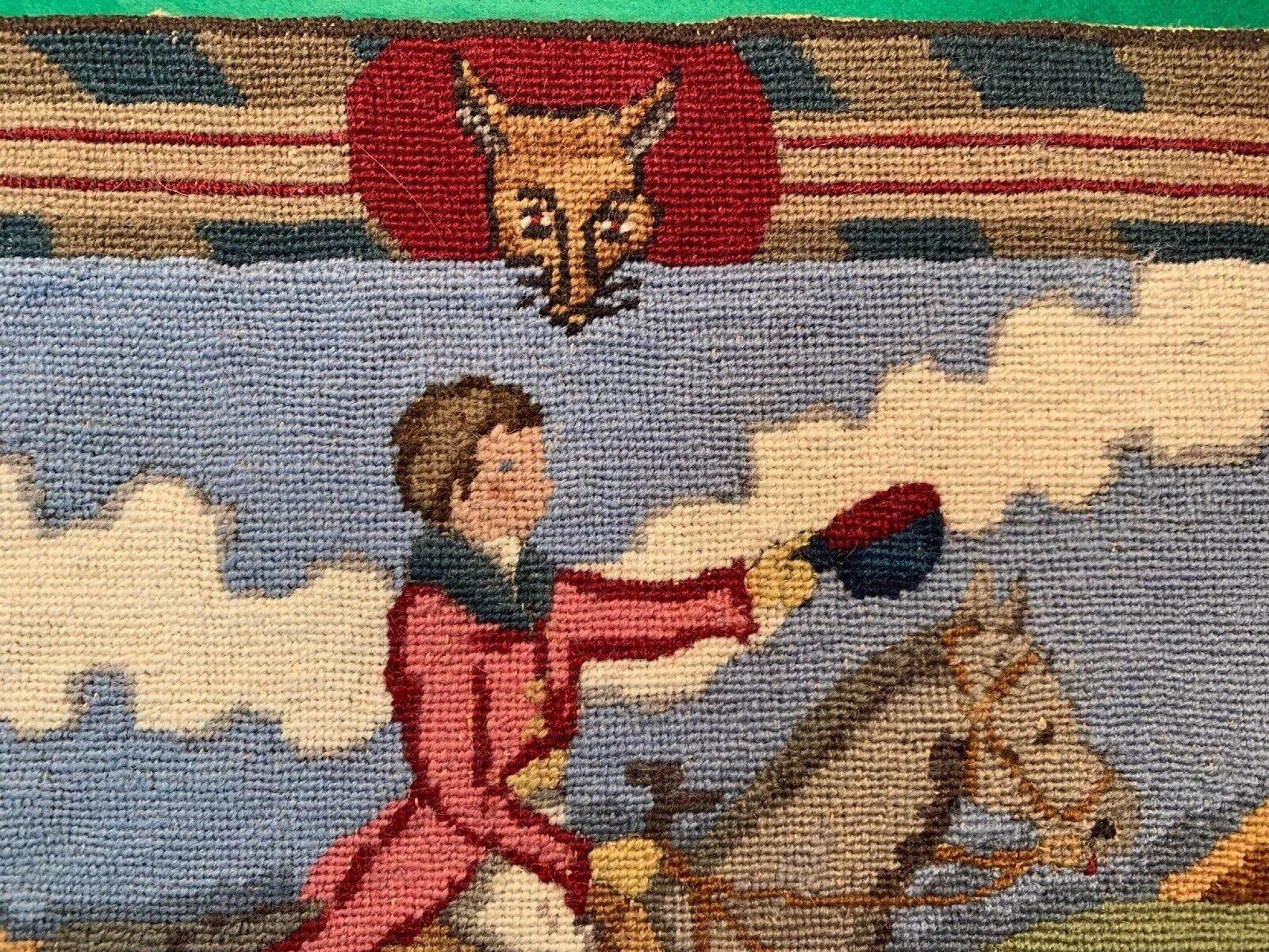 Petit-Needlepoint Radnor Fox-Hunt Panel For Sale 1