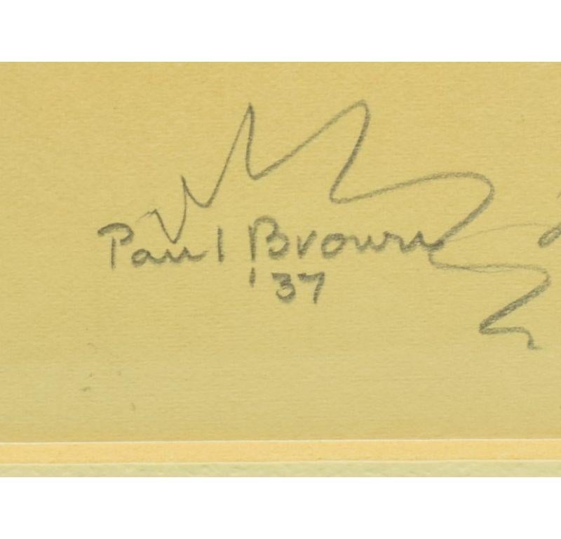 Paul Brown Dibujo a lápiz original de c1937 Cazador de zorros limpiando la valla en venta 1
