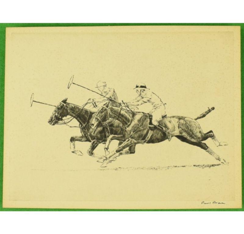 Paul Brown Polo Players 'Down The Field' Drypoint