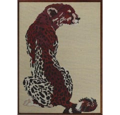 "Cheetah" Hand-Needlepoint Panel