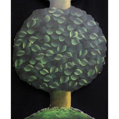 Wooden Slat Hand-Painted Topiary Plant Stand