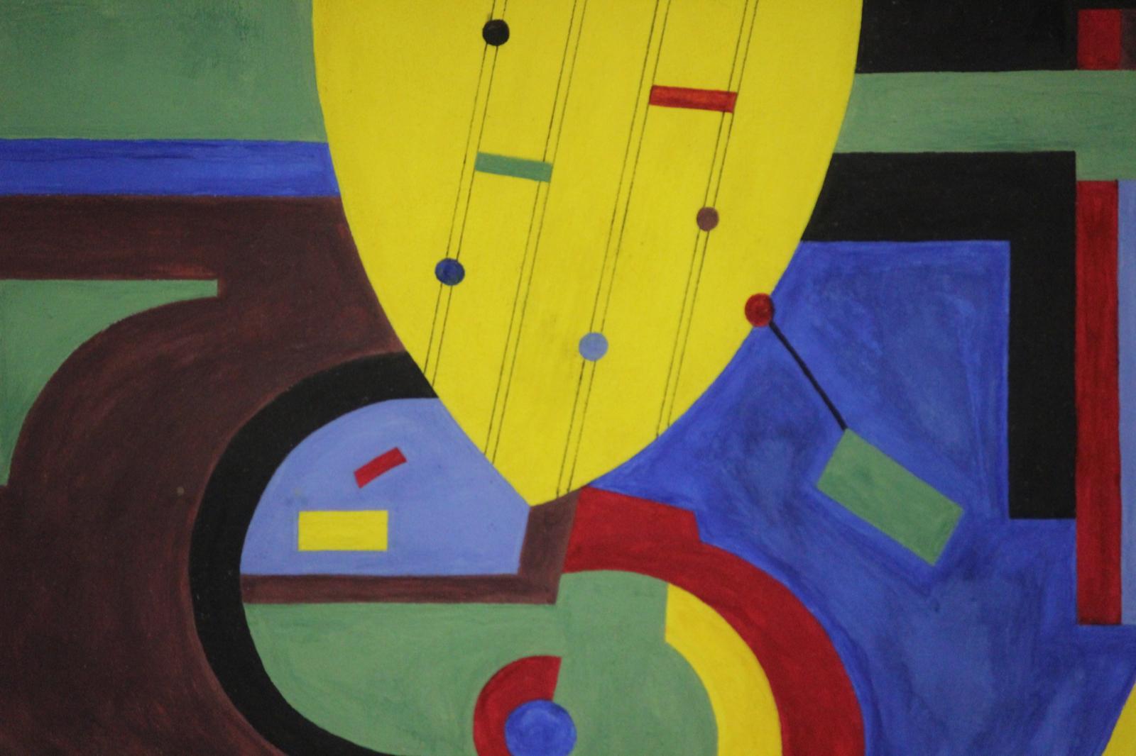 Abstract Acrylic in Bamboo Frame For Sale 2