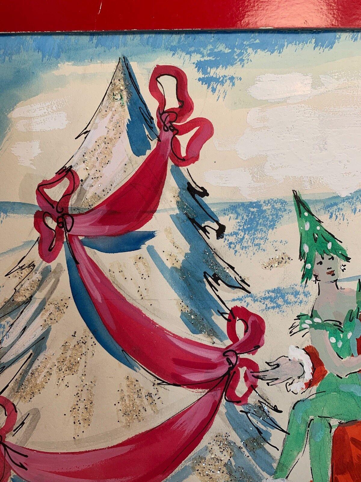 Lanvin Of Paris Original Advertising Watercolor Christmas Artwork - Gray Figurative Art by Alexander Warren Montel