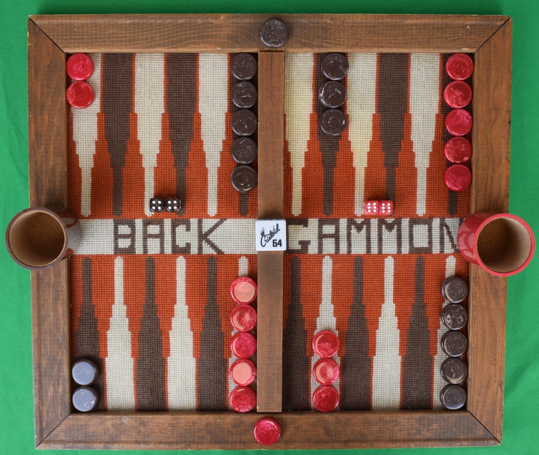 Hand-Needlepoint Backgammon Board - Art by Unknown