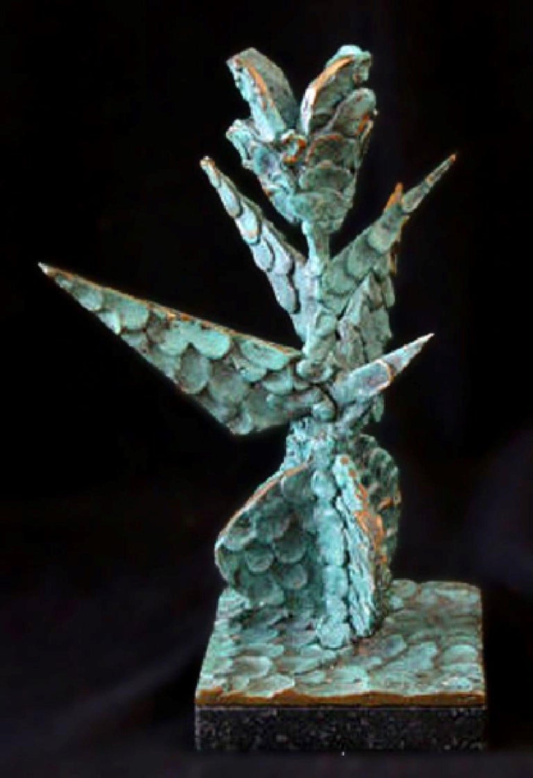 Patrick McElroy Form" Signed, Bronze Sculpture with Green Patina For Sale at 1stDibs
