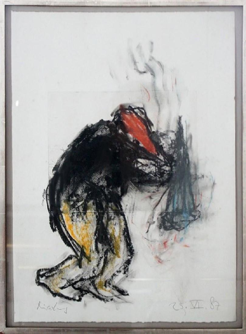 Heinrich Nicolaus Figurative Painting - "Ohne Titel (Untitled, 1987)" Signed and Dated Oil on Paper