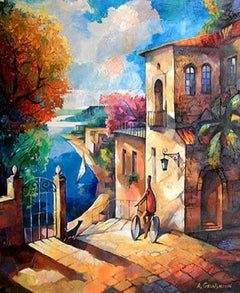 "Cycling" Signed, Original Acrylic Painting on Canvas