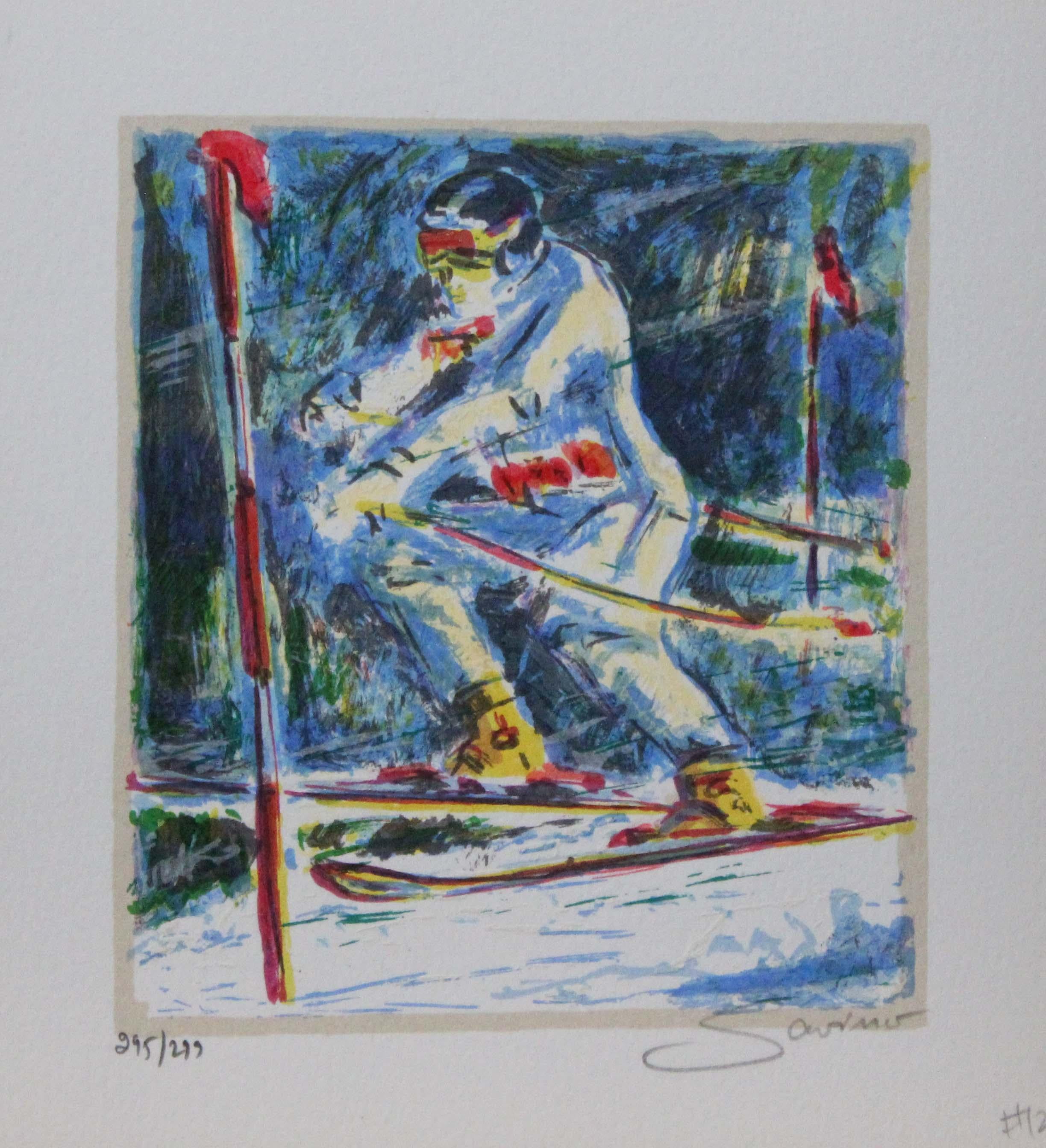 Savino Portrait Print - "Title Unknown" Sports-themed, Limited Edition Print. Pencil-signed by Artist