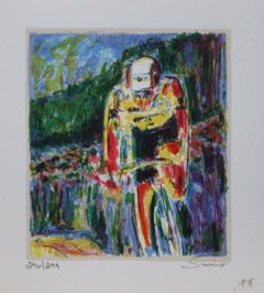 "Title Unknown" Bicycling-themed Limited Edition Print. Pencil-Signed. 