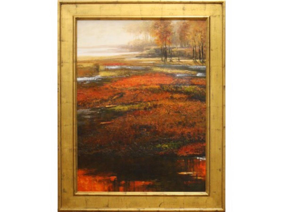 K. Adams Landscape Painting - Fire of Fall-Original oil on canvas