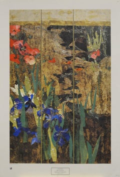 Vintage Iris and Pond-Poster. 1983 New York Graphic Society, Ltd. Printed in Italy.