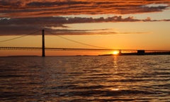 Sunset, Big Mac (Mackinaw Bridge). Photograph. 