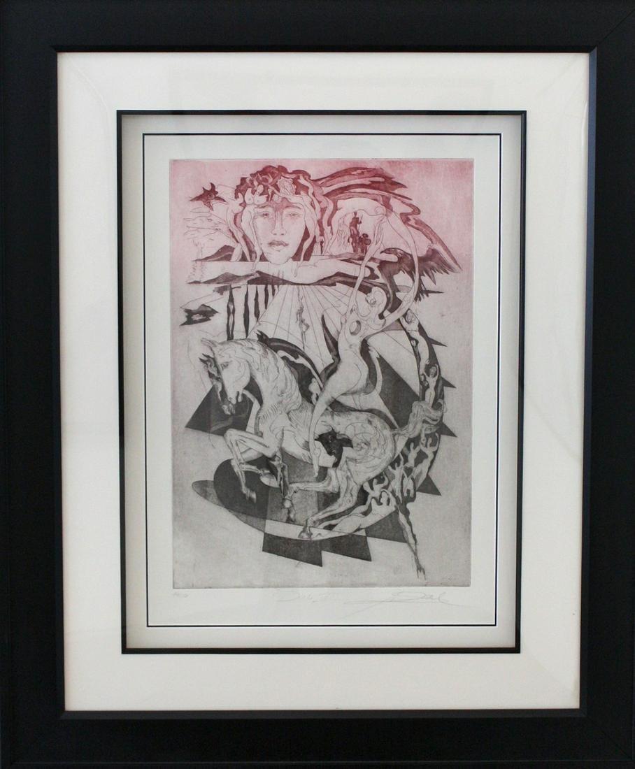 Alfred Gockel Figurative Print - Dali III-Limited Edition Etching with Aquatint/comes with COA