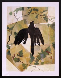 Vintage Bird & Vine-Original Mixed Media (Acrylic Painting, Collage)