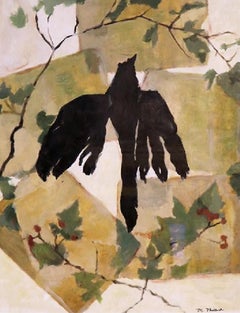 Bird & Vine-Original Mixed Media (Acrylic Painting, Collage)