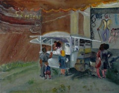 Aquarelle originale sur papier encadrée « At the Big Top-Framed », signée par l'artiste