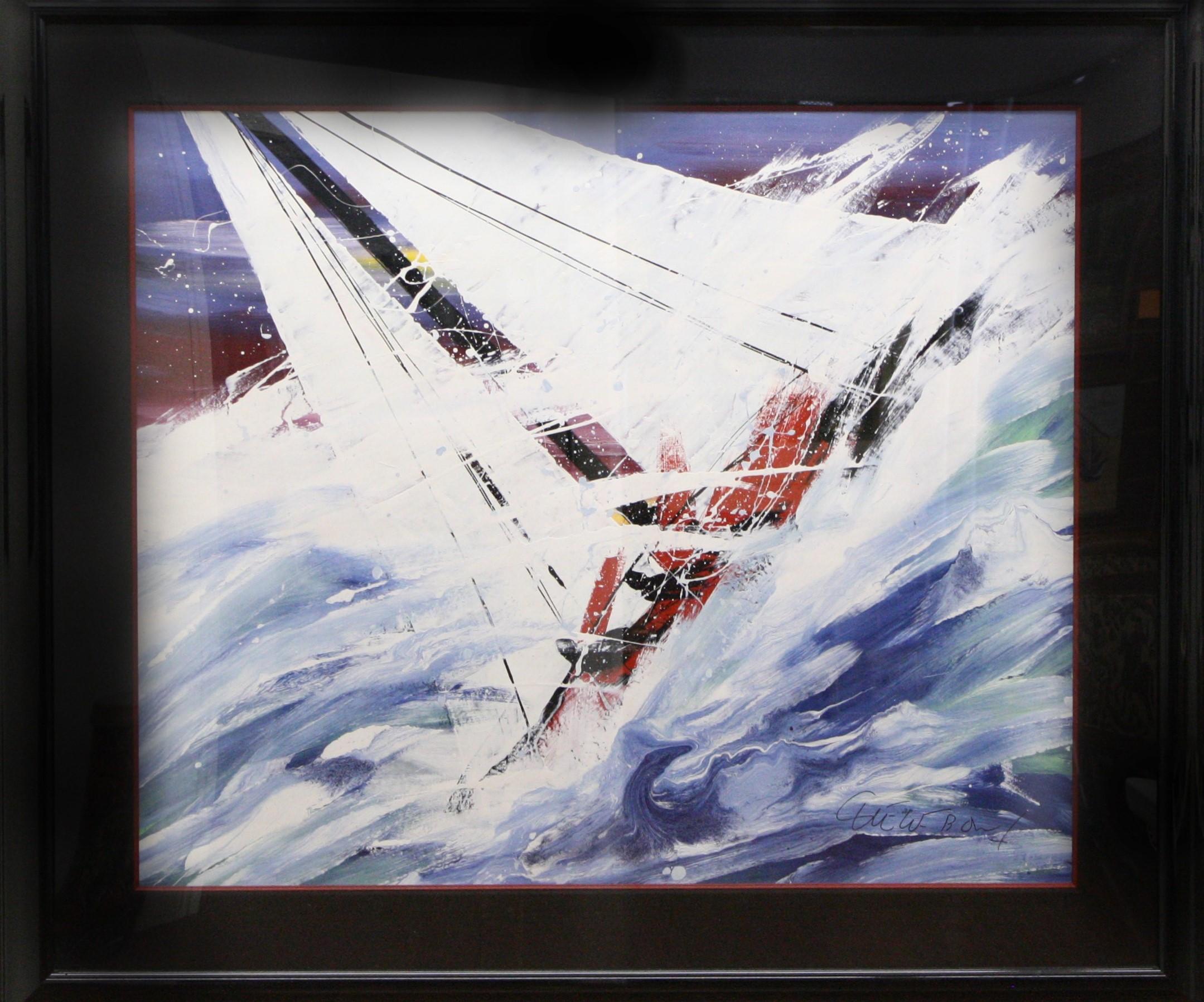 “Sailing” Framed Original Acrylic on Canvas, Signed by Artist - Painting by C-W Bowl