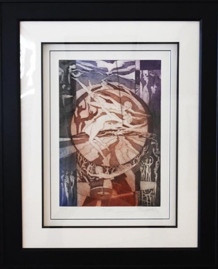 Alfred Gockel Figurative Print - Narziss-Limited Edition Etching with Aquatint, comes with COA