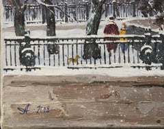 Winter Scene (Title Unknown)-Oil Painting on Canvas, Initialed/Dated by Artist