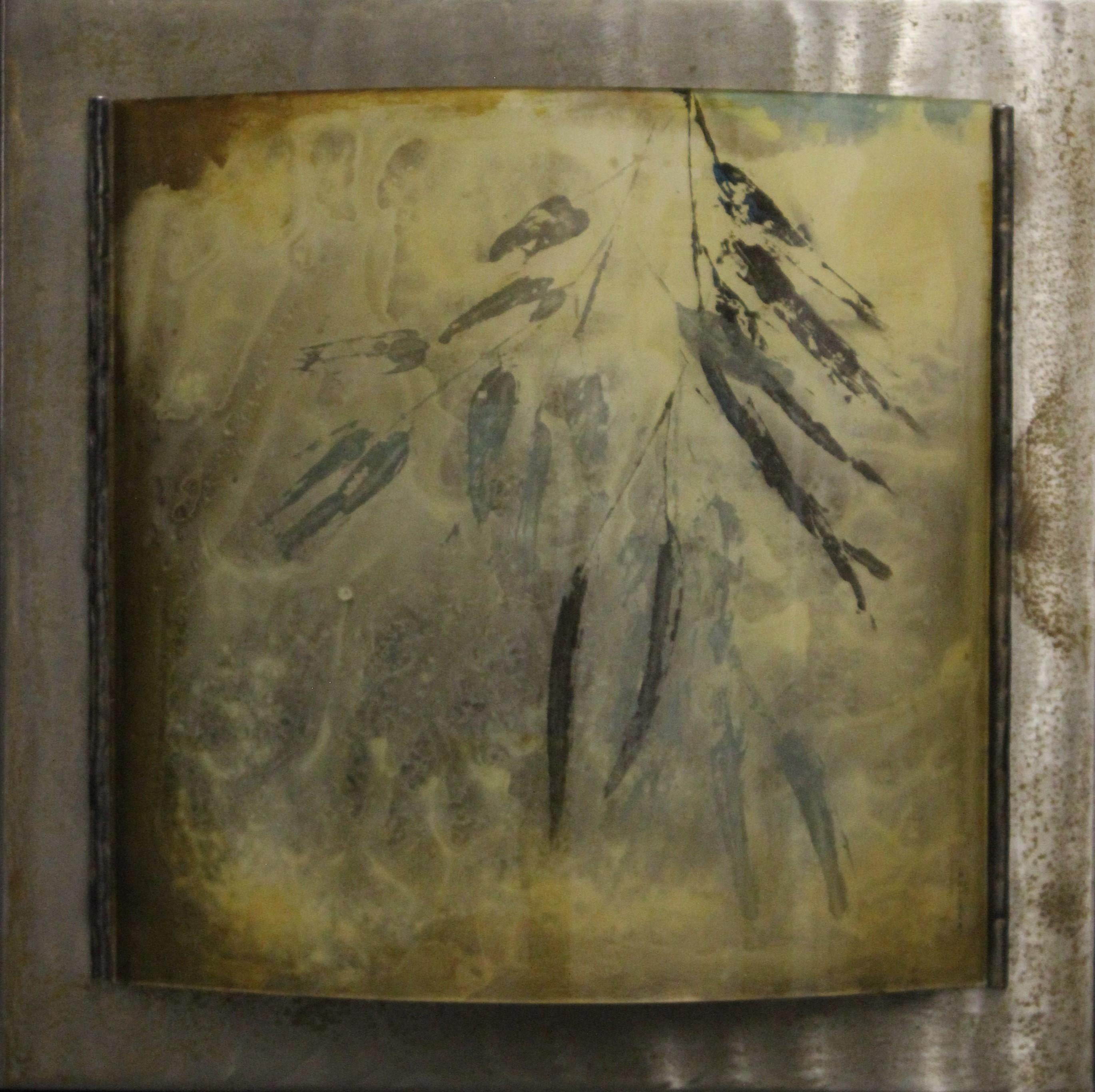 (Title Unknown) Abstract Painted Wall Mount-Signed by Artist - Mixed Media Art by Jennifer Hollack Raboin