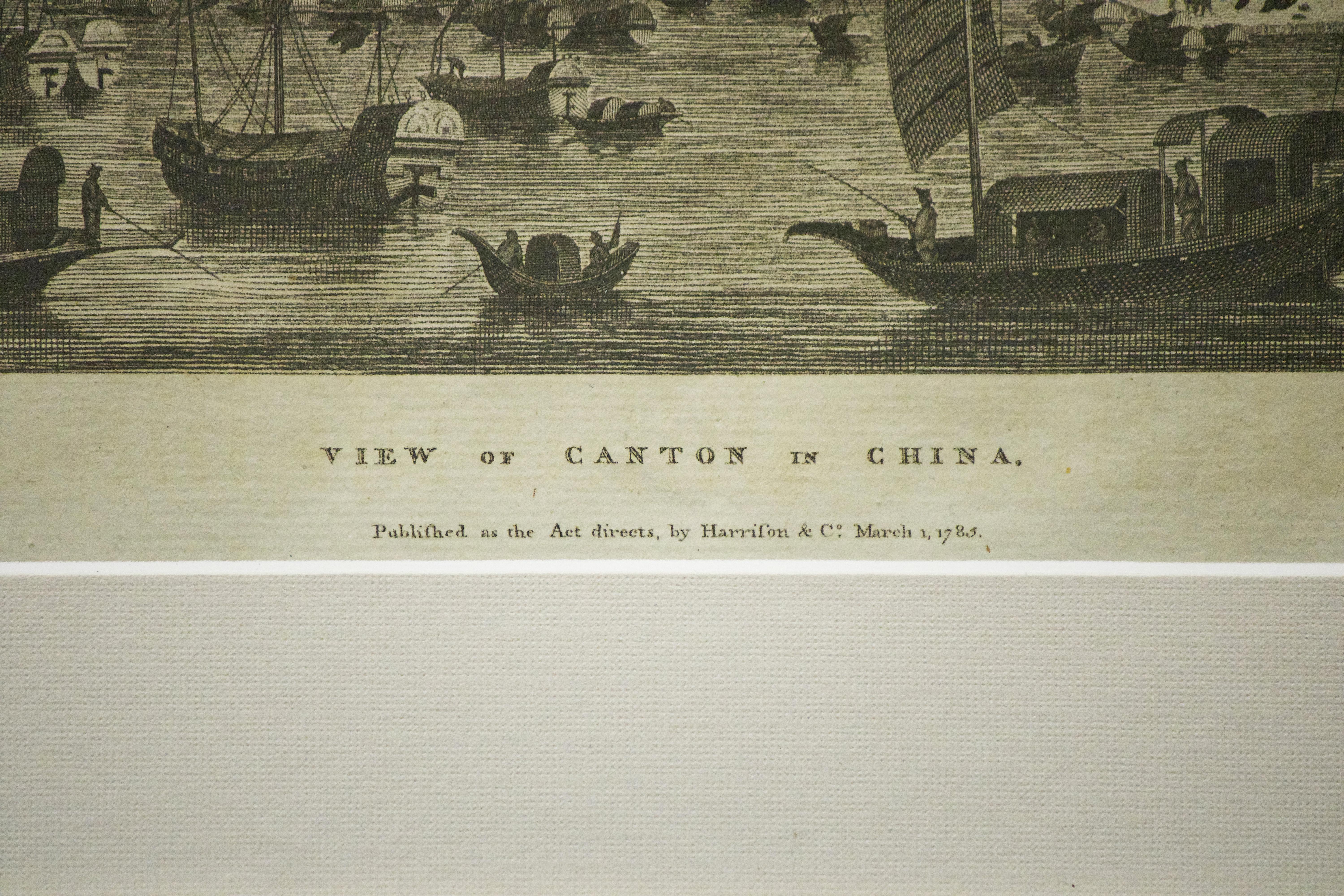View of Canton in China-Framed Etching, originally published in 1785 - Print by Heath-Metz