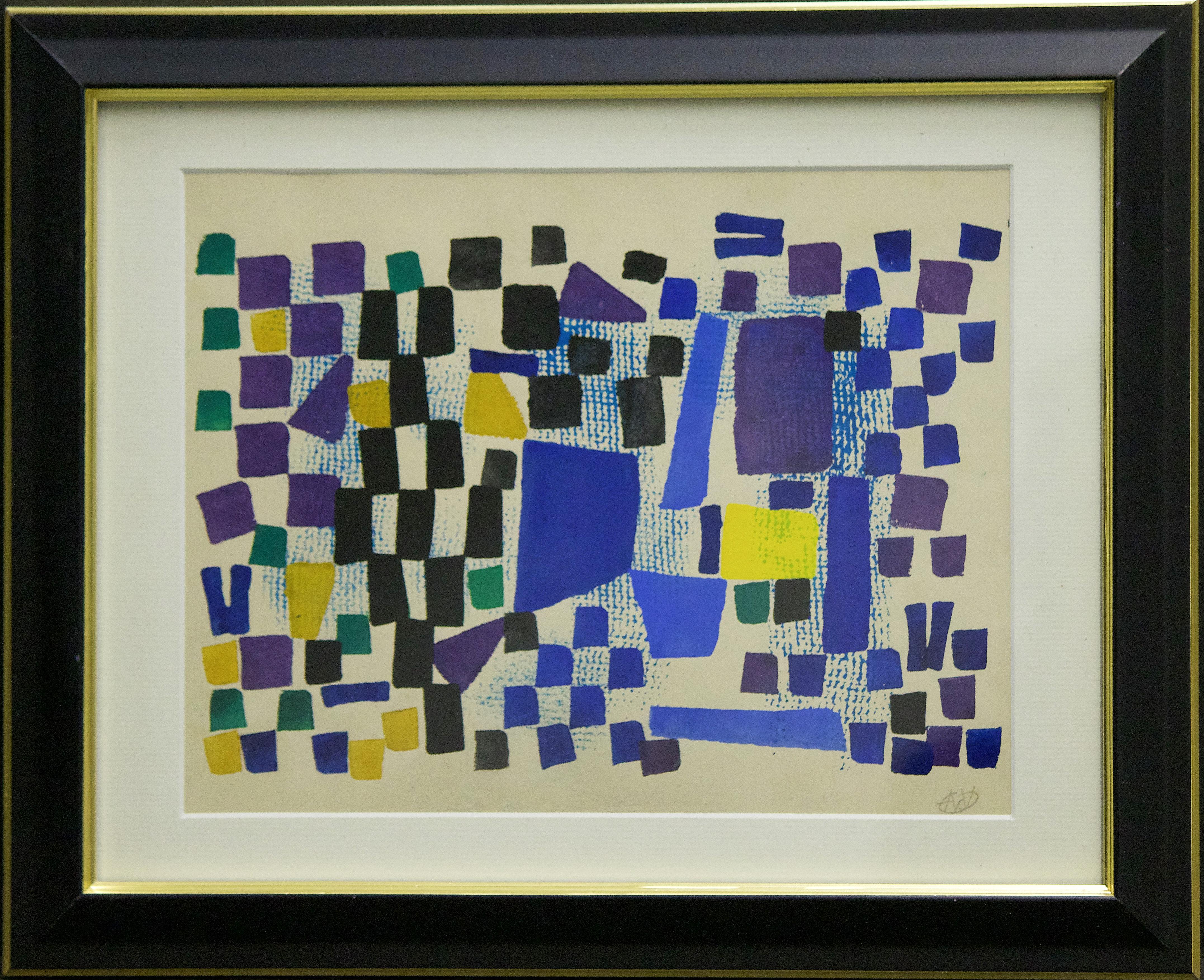 André van der Vossen Abstract Painting - (Title Unknown)-Gouache on Paper, Signed by the Artist