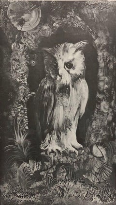 (Title Unknown) Owl-Limited Edition Lithograph, Signed and Numbered by Artist