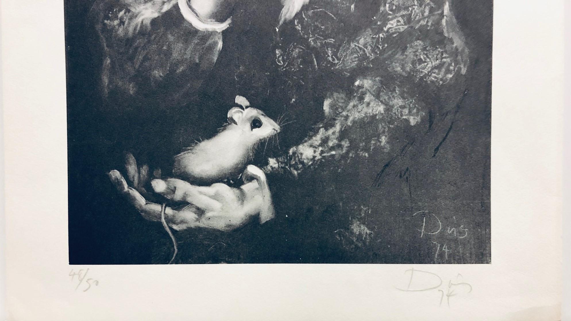 (Title Unknown) Algernon-Limited Edition Lithographie, mit Bleistift signiert und nummeriert  (Grau), Portrait Print, von László Dús