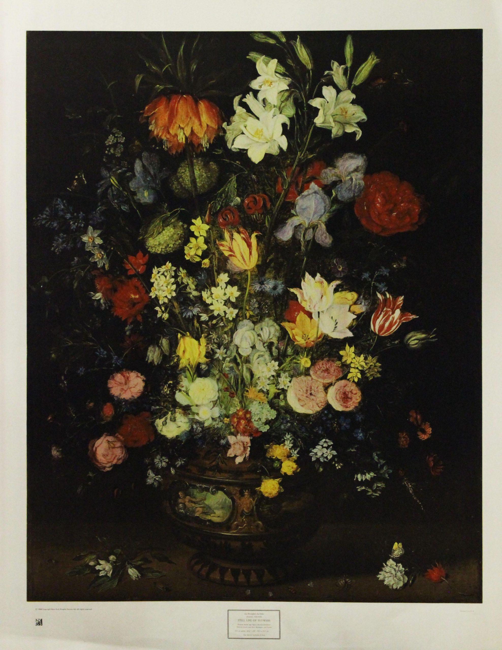 Jan Brueghel, the Elder Still-Life Print – Poster „Stillleben mit Blumen“, Copyright 1969 New York Graphic Society