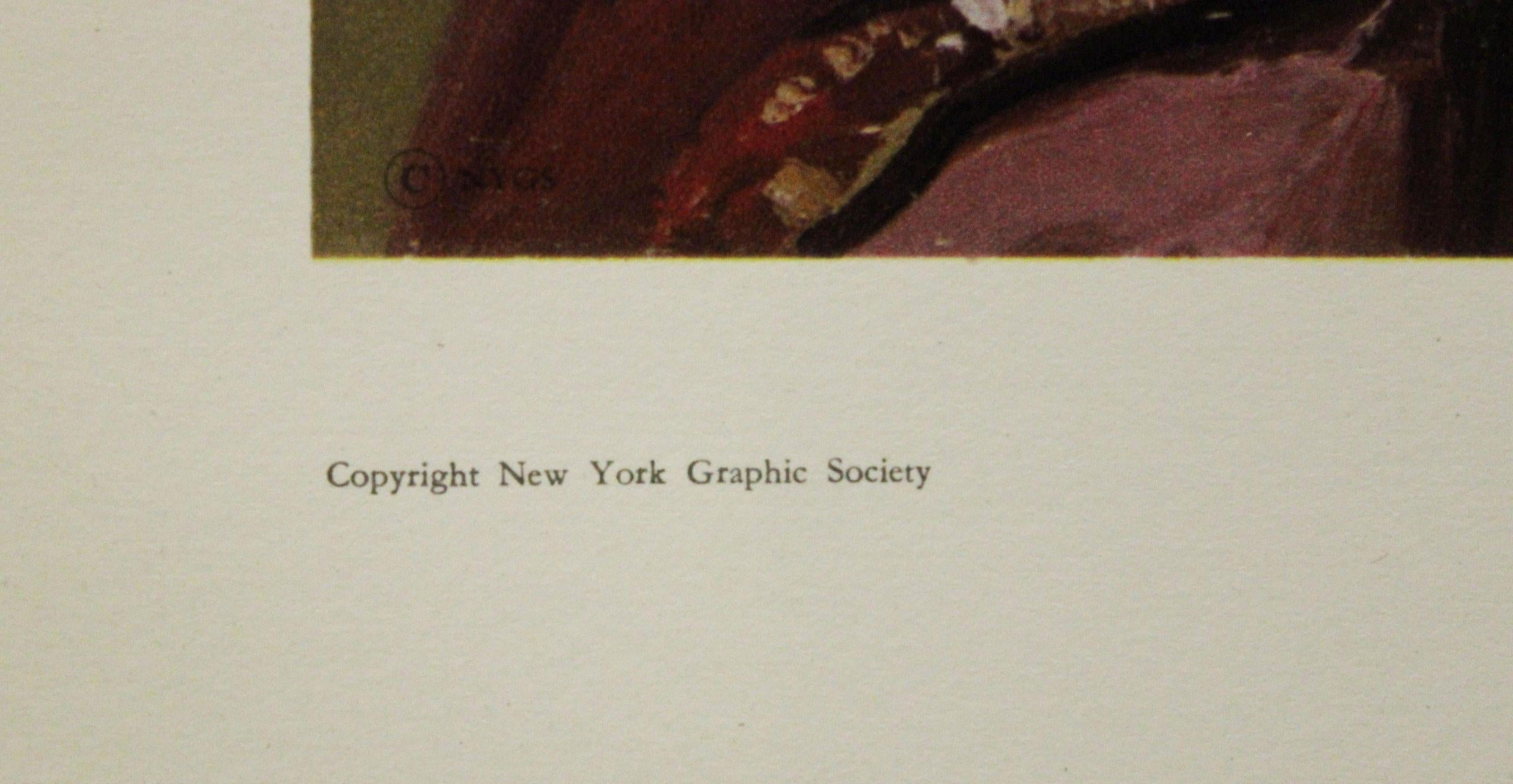 Stillleben- Souvenirs-Poster. New York Graphic Society. Gedruckt in der Schweiz (Schwarz), Still-Life Print, von Armando Miravalls Bové