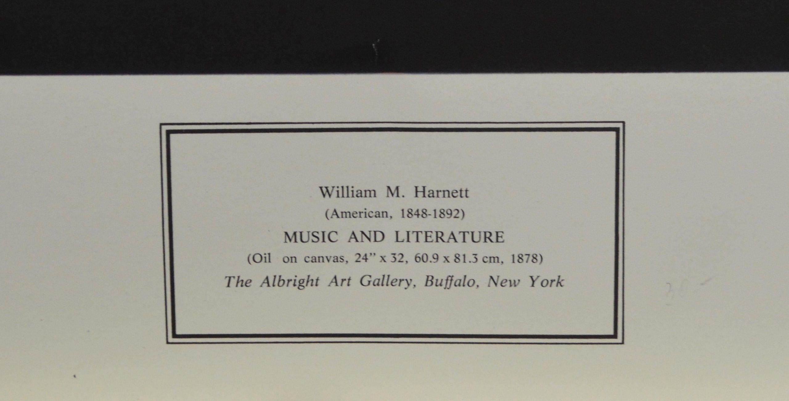 Musik- und Literaturplakat.  Copyright 1977 New York Graphic Society Ltd. – Print von William M. Harnett