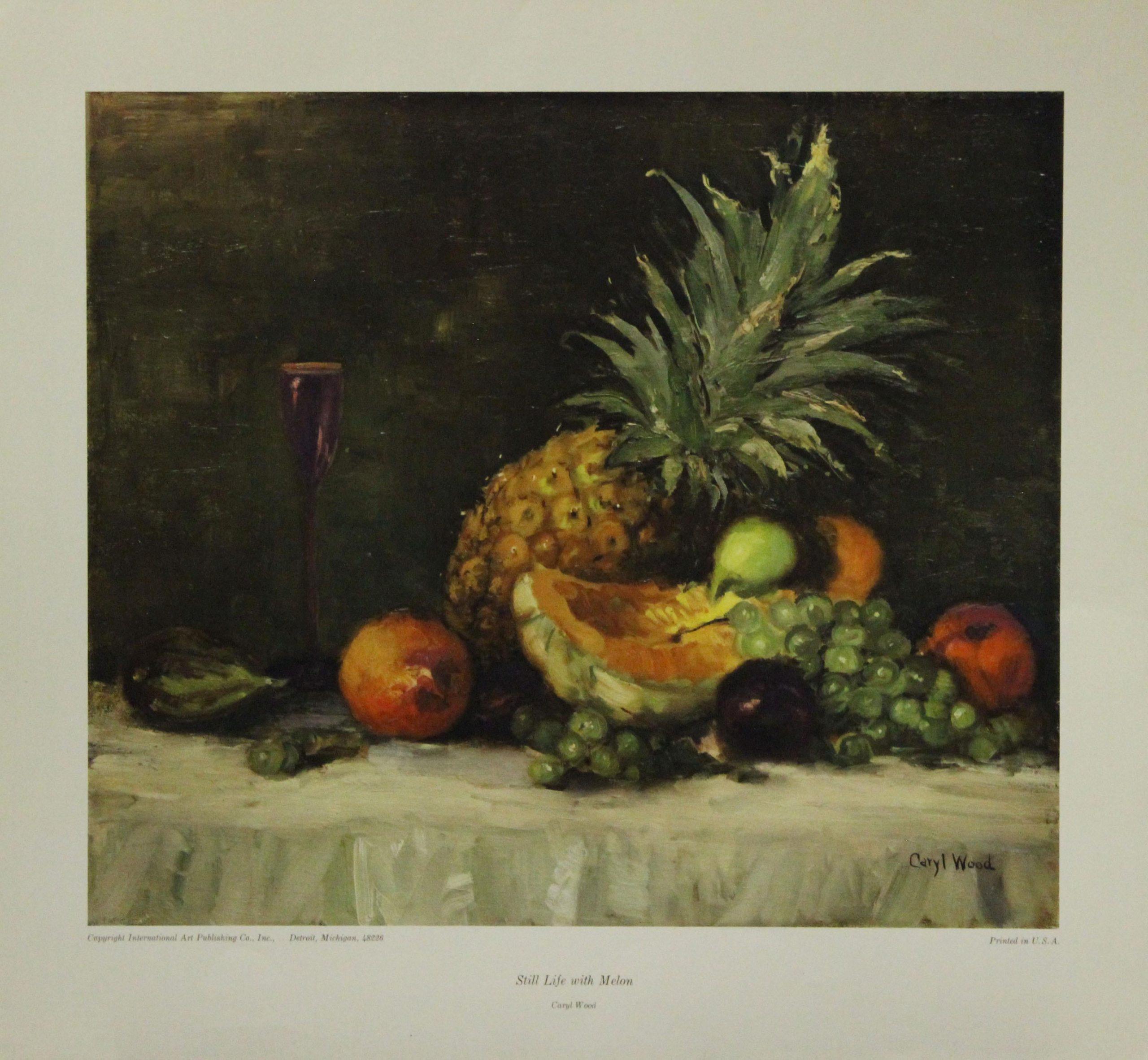 Caryl Wood Still-Life Print - Still Life with Melon-Poster. International Art Publishing Co., Inc. Detroit, MI