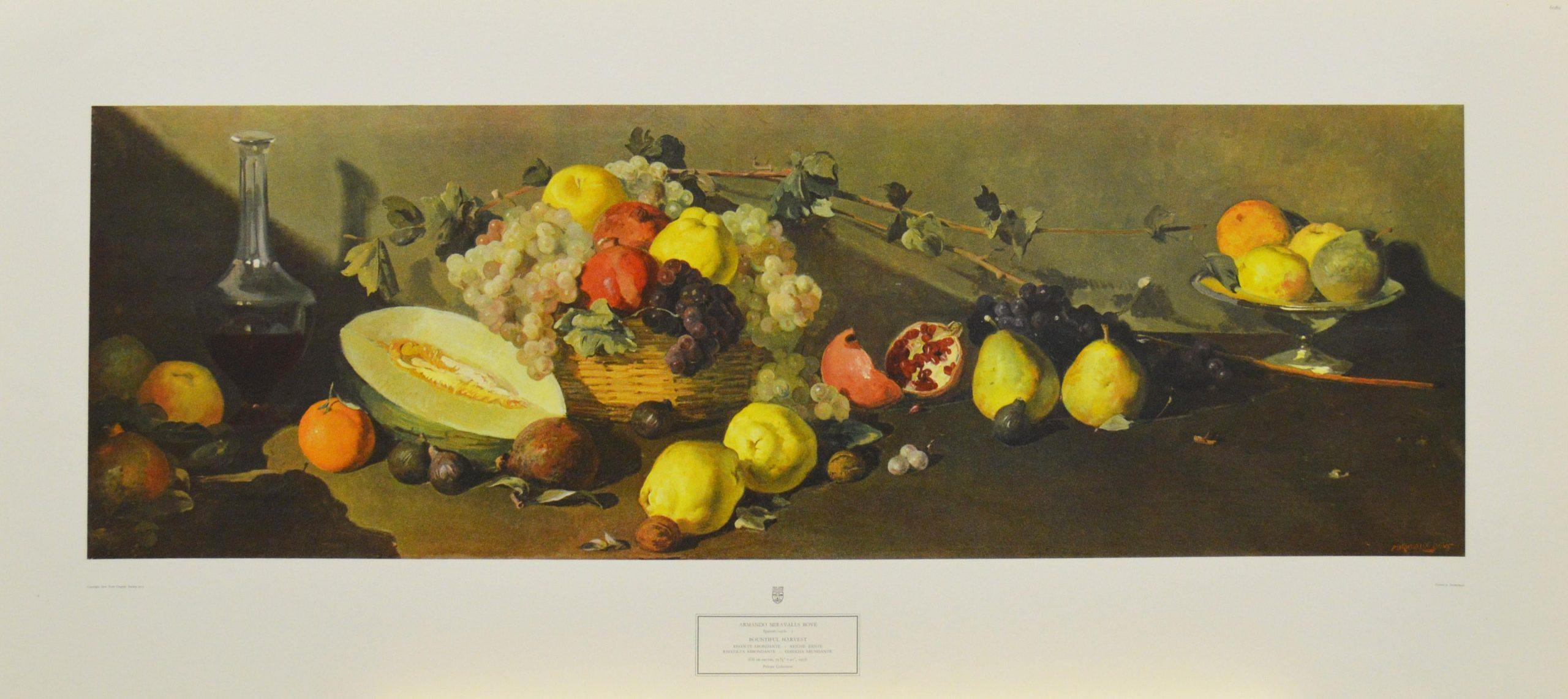 Still-Life Print di Armando Miravalls Bove - Raccolto abbondante-Poster. New York Graphic Society 1959. Stampato in Svizzera.