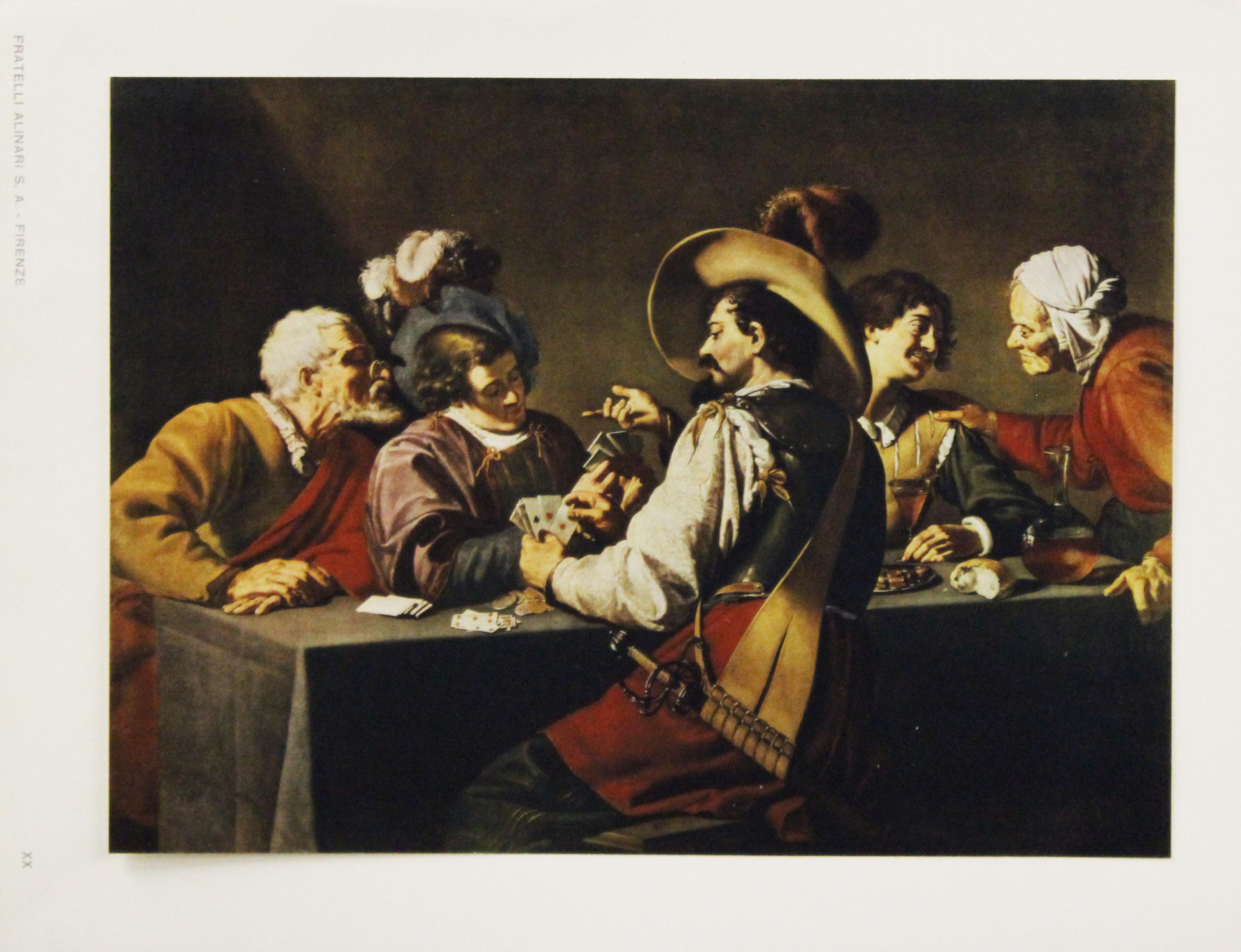 Theodor Rombouts Portrait Print - The Gamblers-Poster. Printed in Italy-Fratelli Alinari S.A. Firenze. 