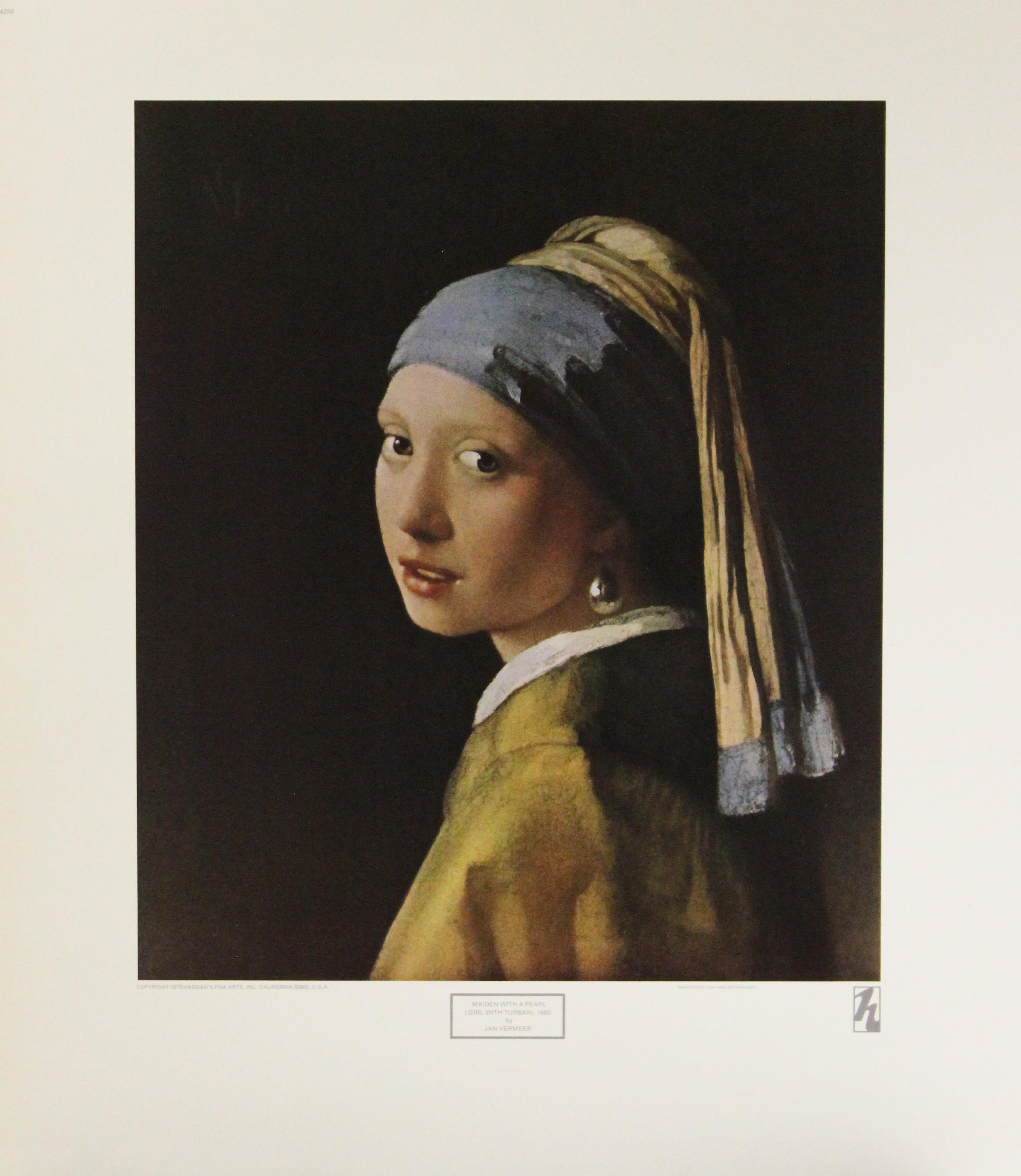 Jan Vermeer Portrait Print - Girl With Turban-Poster. Haddad's Fine Arts, Inc. Printed in the Netherlands. 