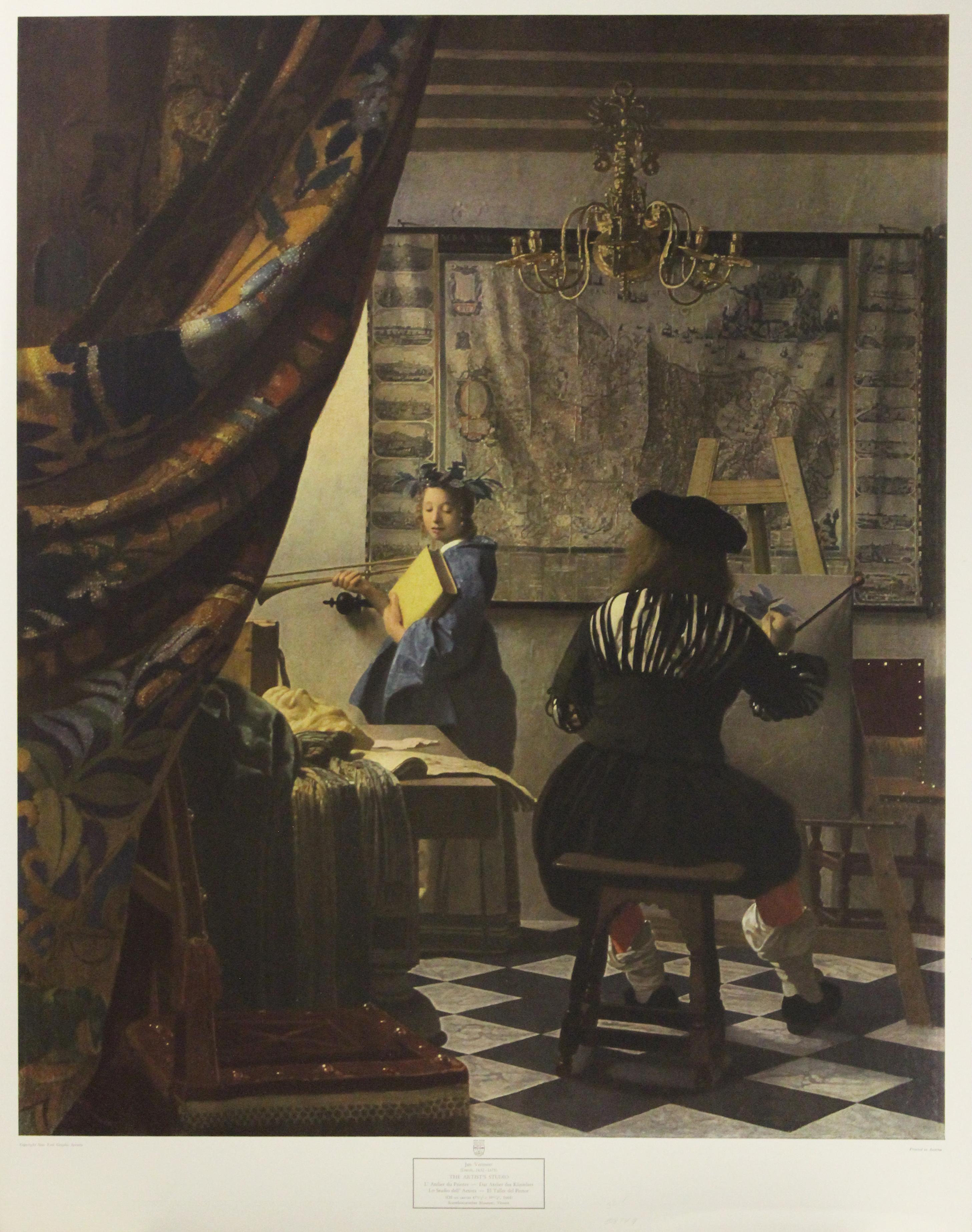 Jan Vermeer Portrait Print - The Artist's Studio-Poster. New York Graphic Society. Printed in Austria. 