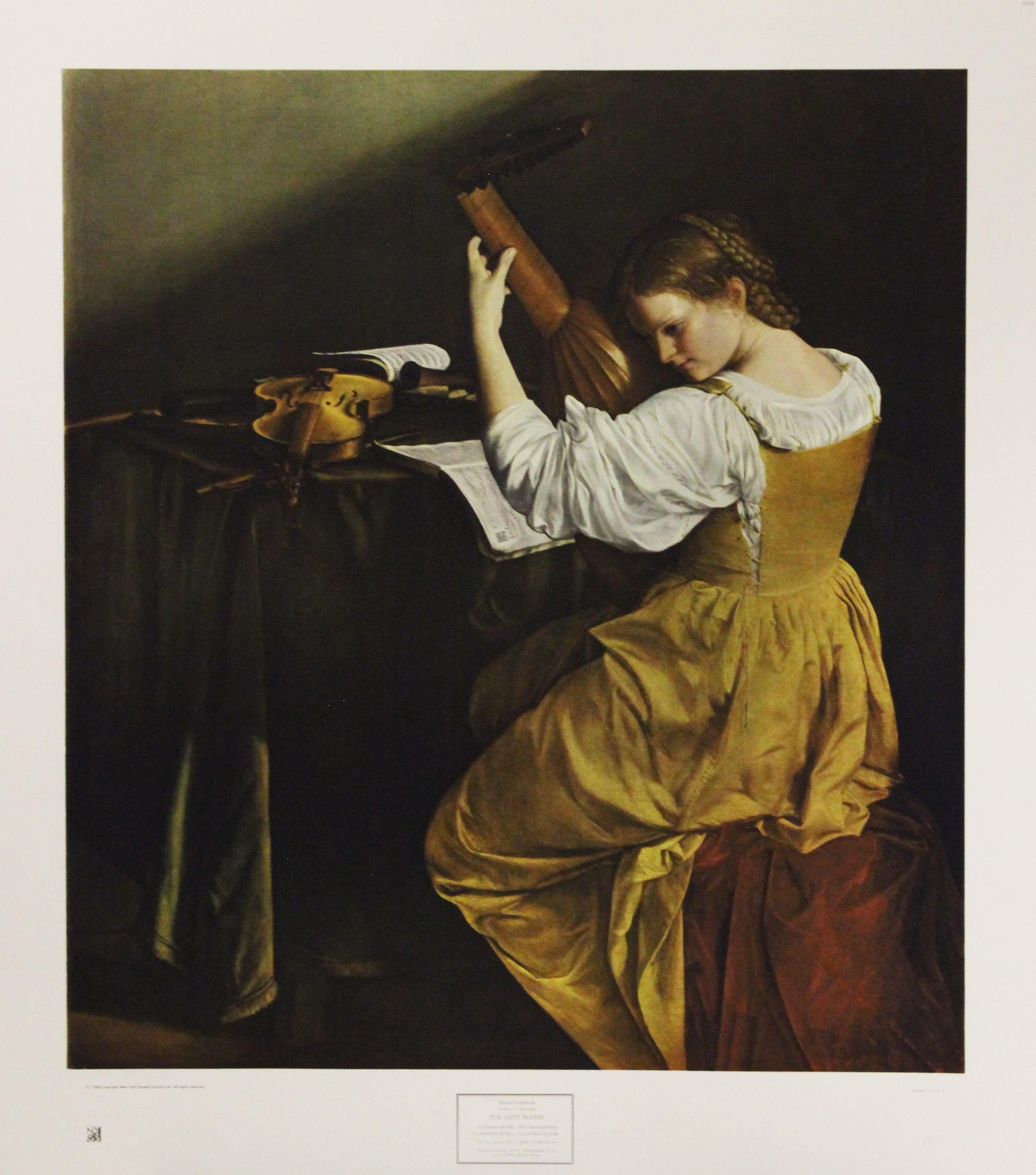 Orazio Gentileschi Portrait Print - The Lute Player-Poster. New York Graphic Society Ltd. 
