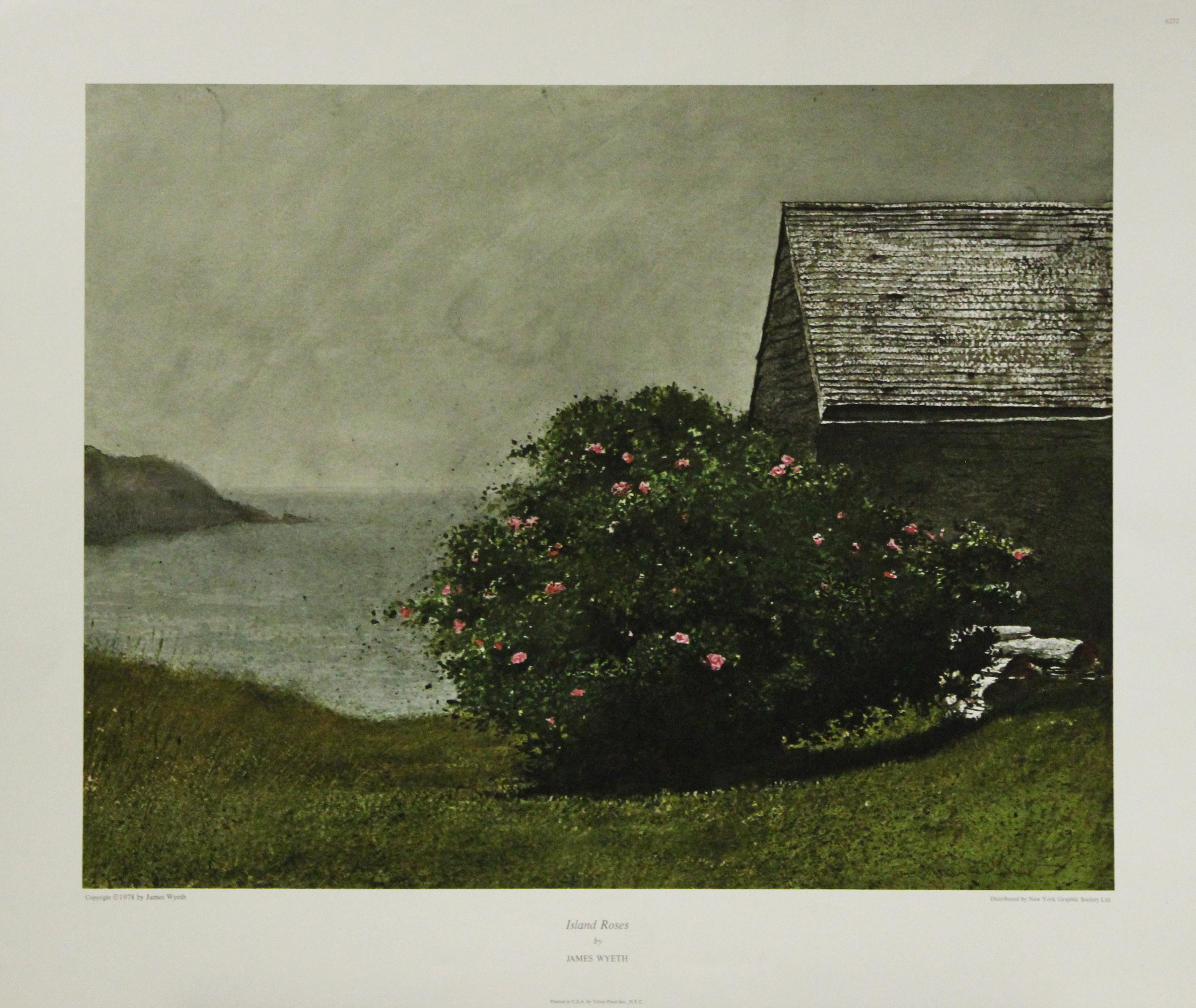 Landscape Print James Wyeth  - Affiche des roses de l'île. la New York Graphic Society Ltd. 