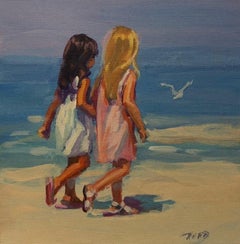 Retro Beach Stroll-Limited Edition Giclée on Unstretched Canvas