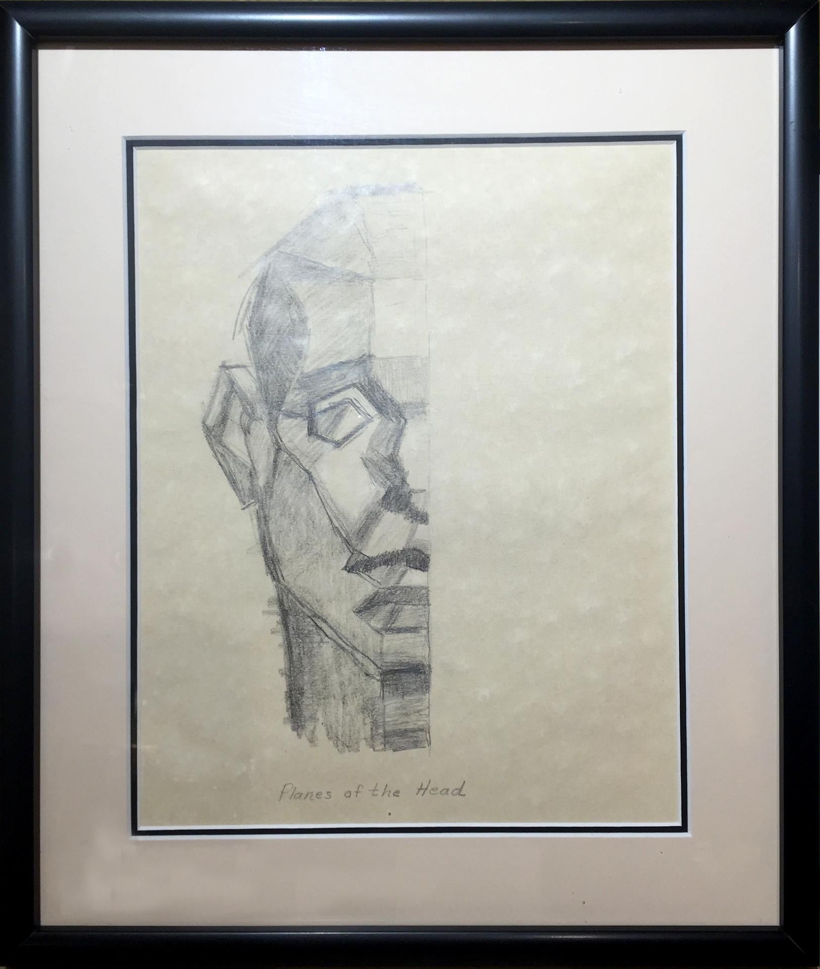 Planes of the Head, 10x8", Bleistiftzeichnung, gerahmt