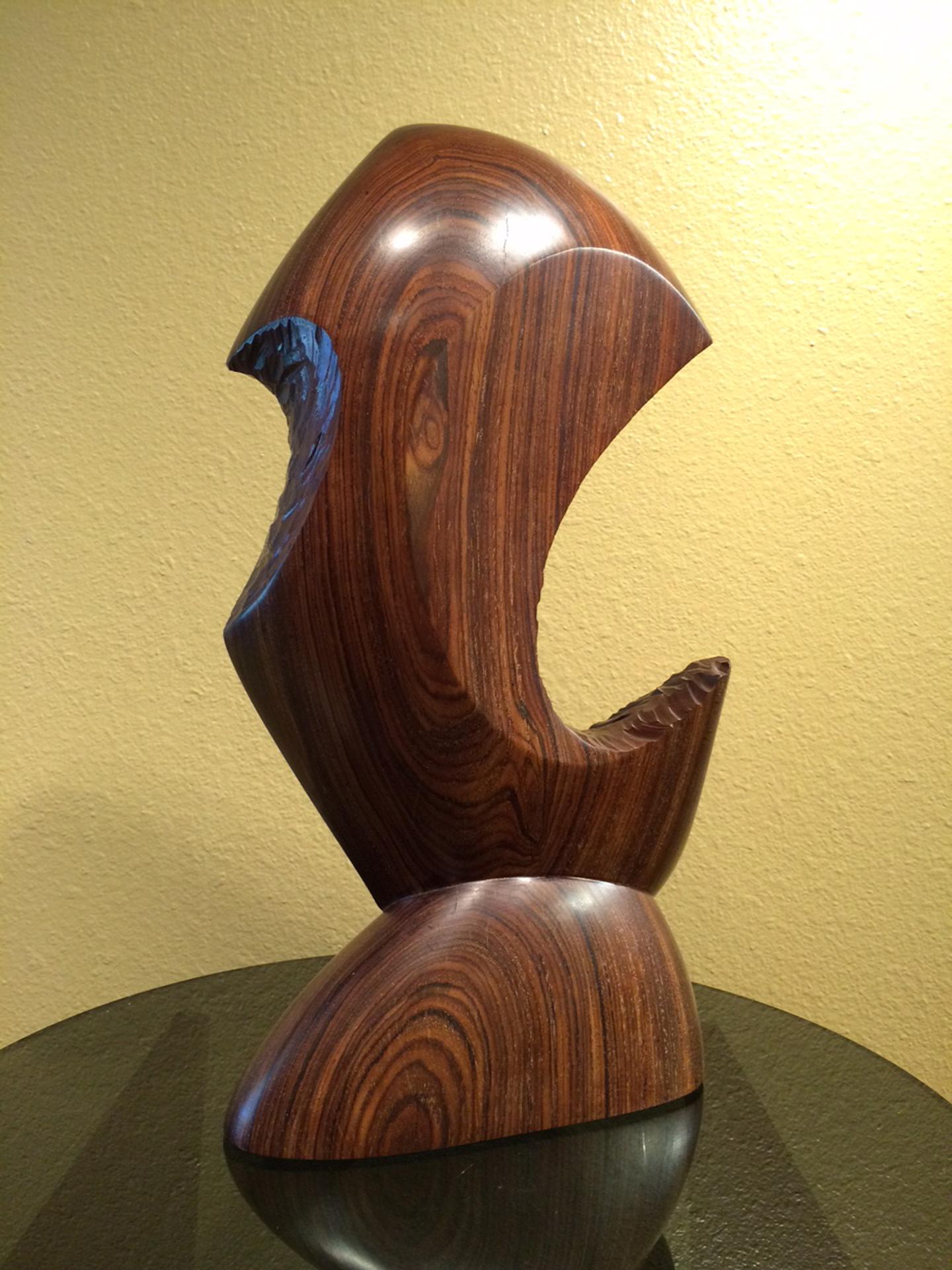 Leviathan, 17x10x4" Carved Cocobolo Wood sculpture - Sculpture by Mark Leichliter