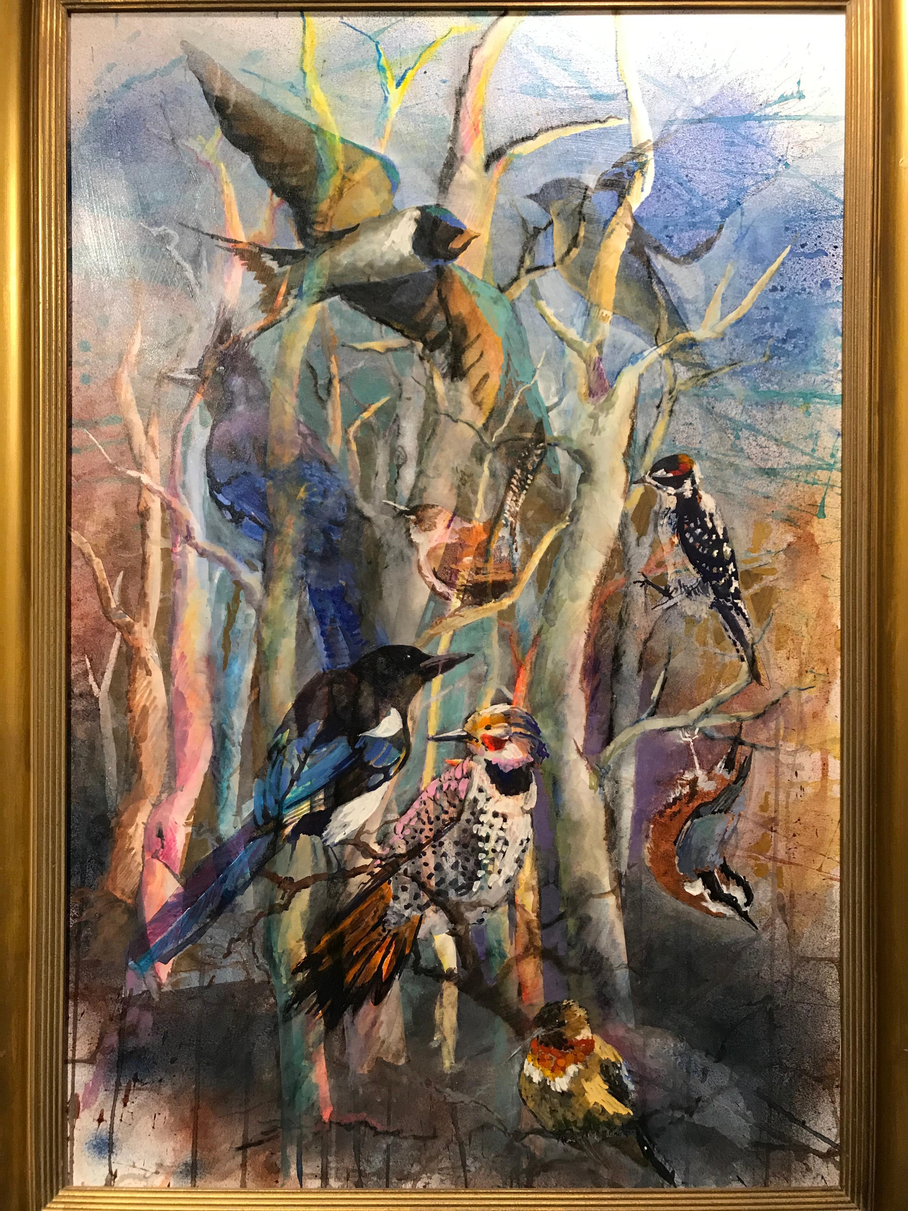 Avian Forest - Brown Animal Painting by Cathy Goodale