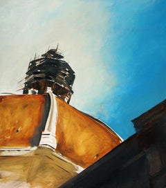« Florence : Échafaudages du Duomo » – Tableau représentant l'Italie par Alyson Kinkade, encadré, 36 x 32