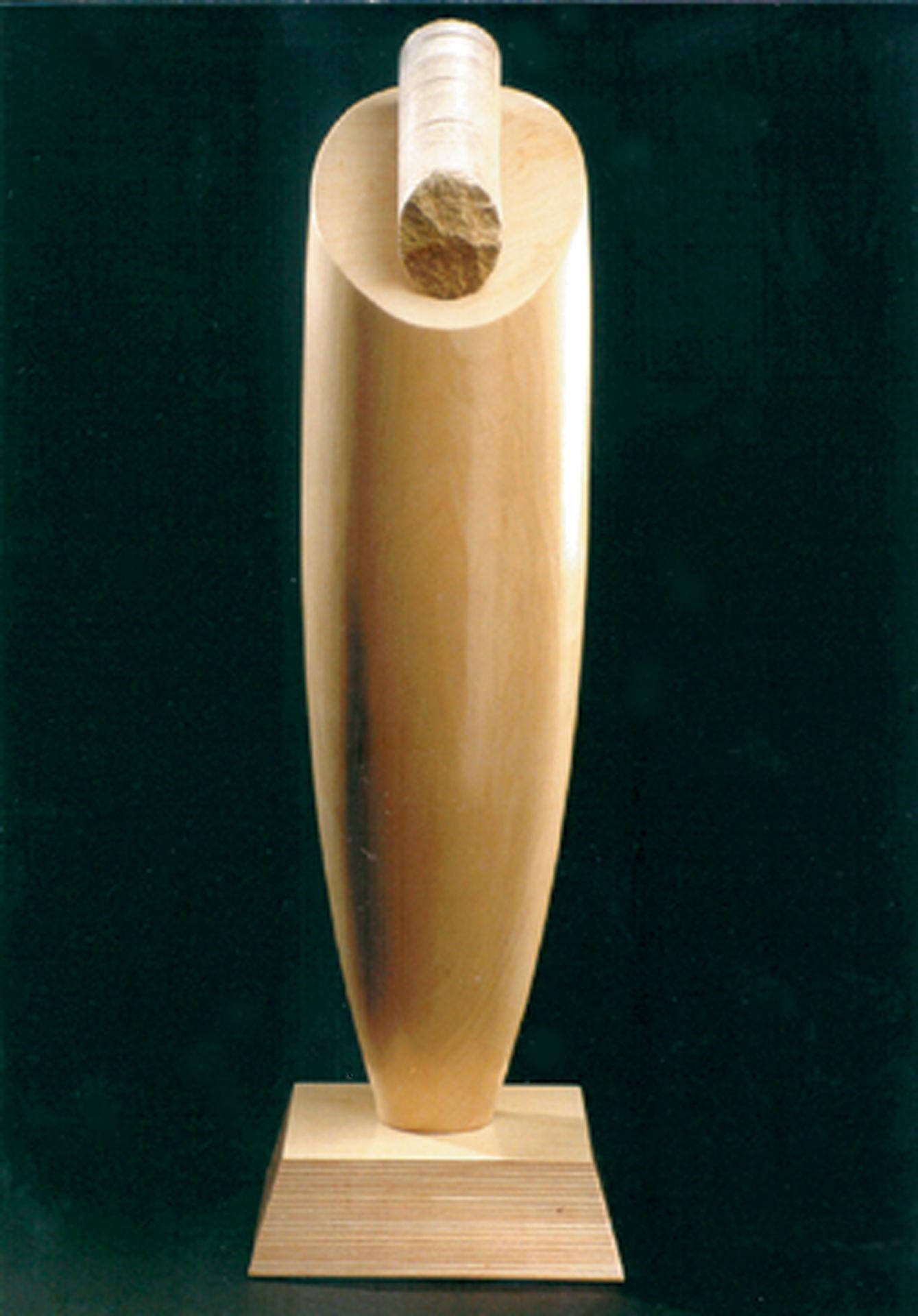 Mark Leichliter Abstract Sculpture - Pious to the Core, 24x6x6" Birch with Dakota Sandstone sculpture
