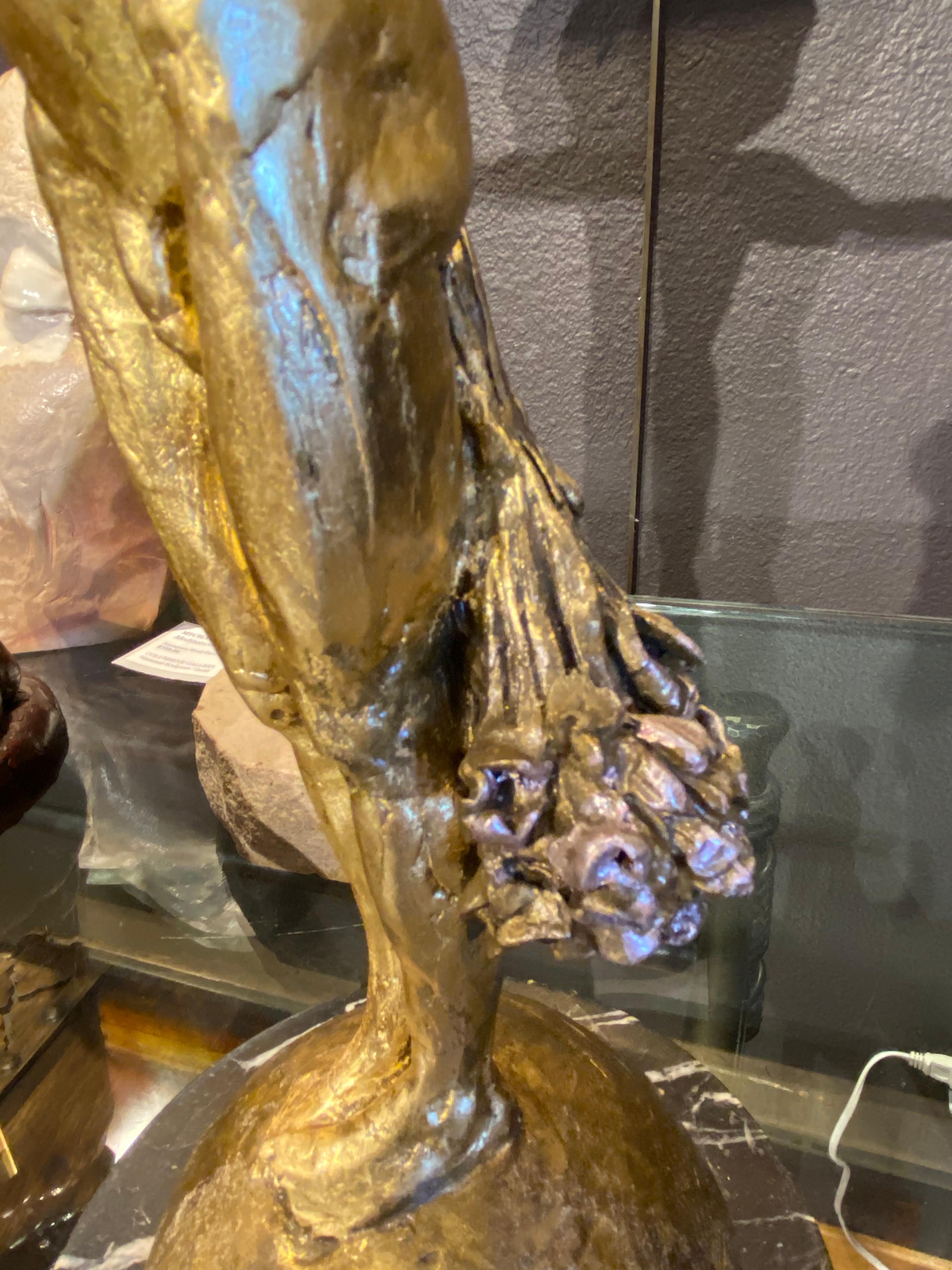 A Hand Once Held by Denny Haskew
Figurative Male Nude Bronze Sculpture with Gold Leaf on granite base
16x7x7