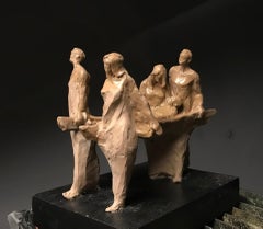 Caregivers 8x10x7" bronze sculpture